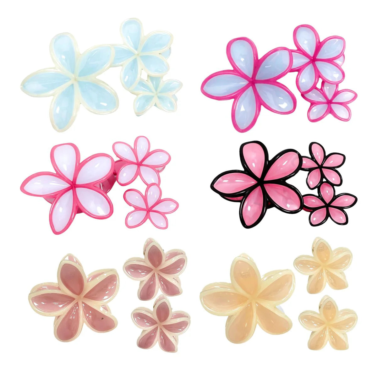 HAIR CLIPS FLOR GRANDE Y 2 MINI TONOS PASTELES REF 23