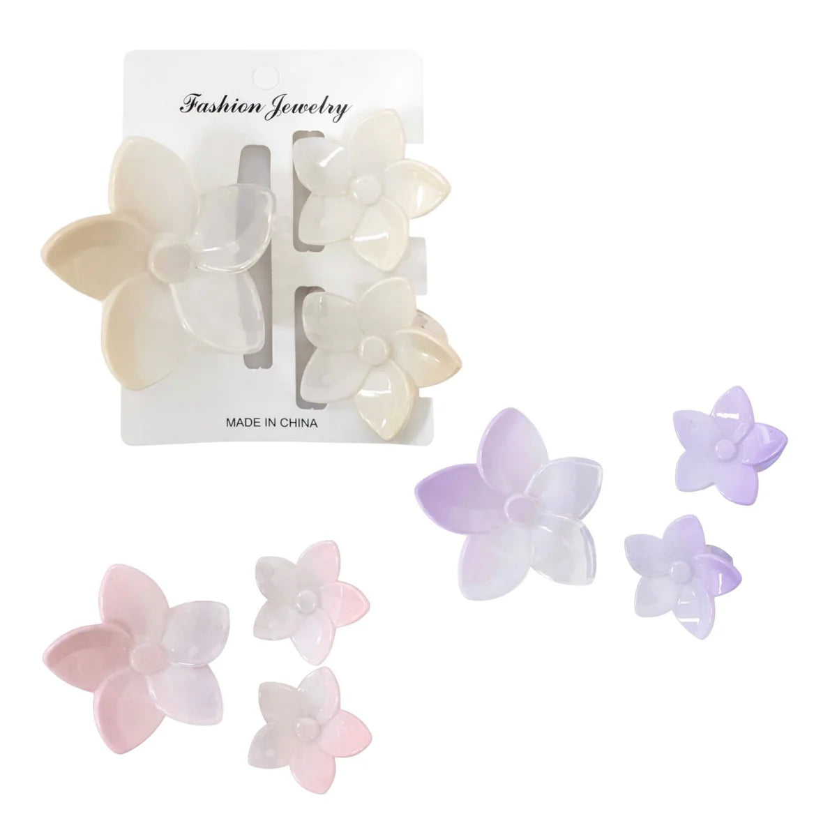 HAIR CLIPS FLOR MEDIANA + 2 MINI CAIMANES REF 15