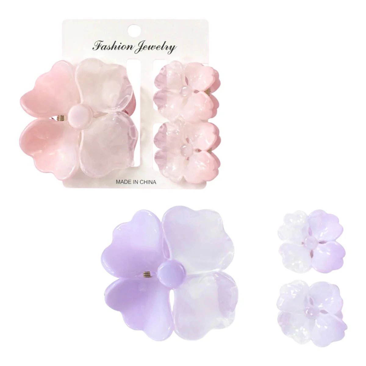 HAIR CLIPS FLOR GRANDE Y 2 MINI CAIMANES REF 14