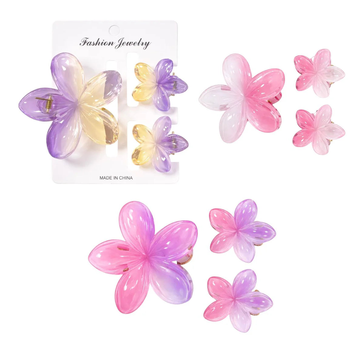SET X3 HAIR CLIPS FLOR + 2 MINI CAIMANES REF 12