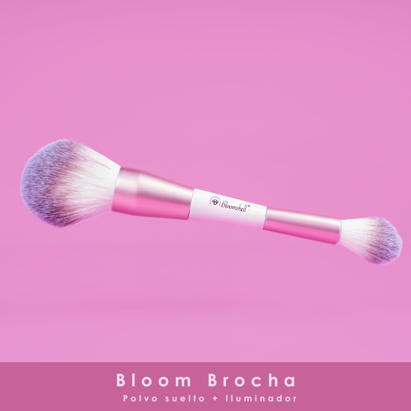 BROCHA DOBLE POLVO SUELTO + ILUMINADOR BLOOMSHELL