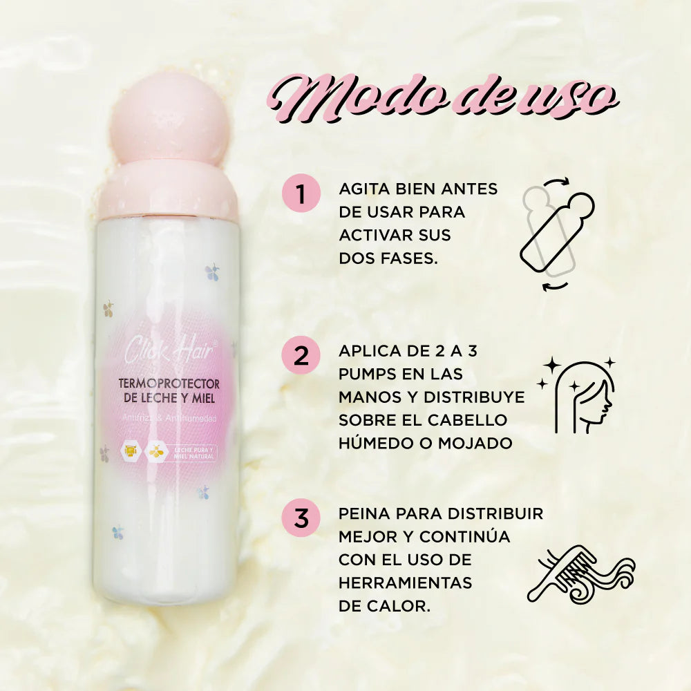 TERMOPROTECTOR BIFASICO DE LECHE Y DE MIEL CLICK HAIR