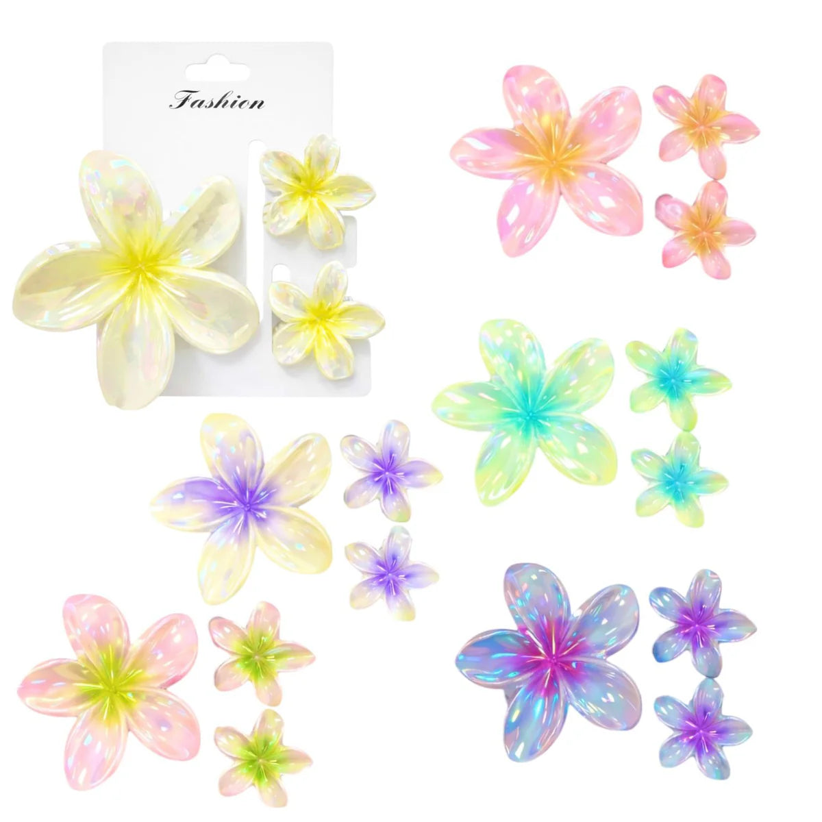 HAIR CLIPS FLOR HAWAI BRILLANTE Y 2 MINI CAIMAN REF 17